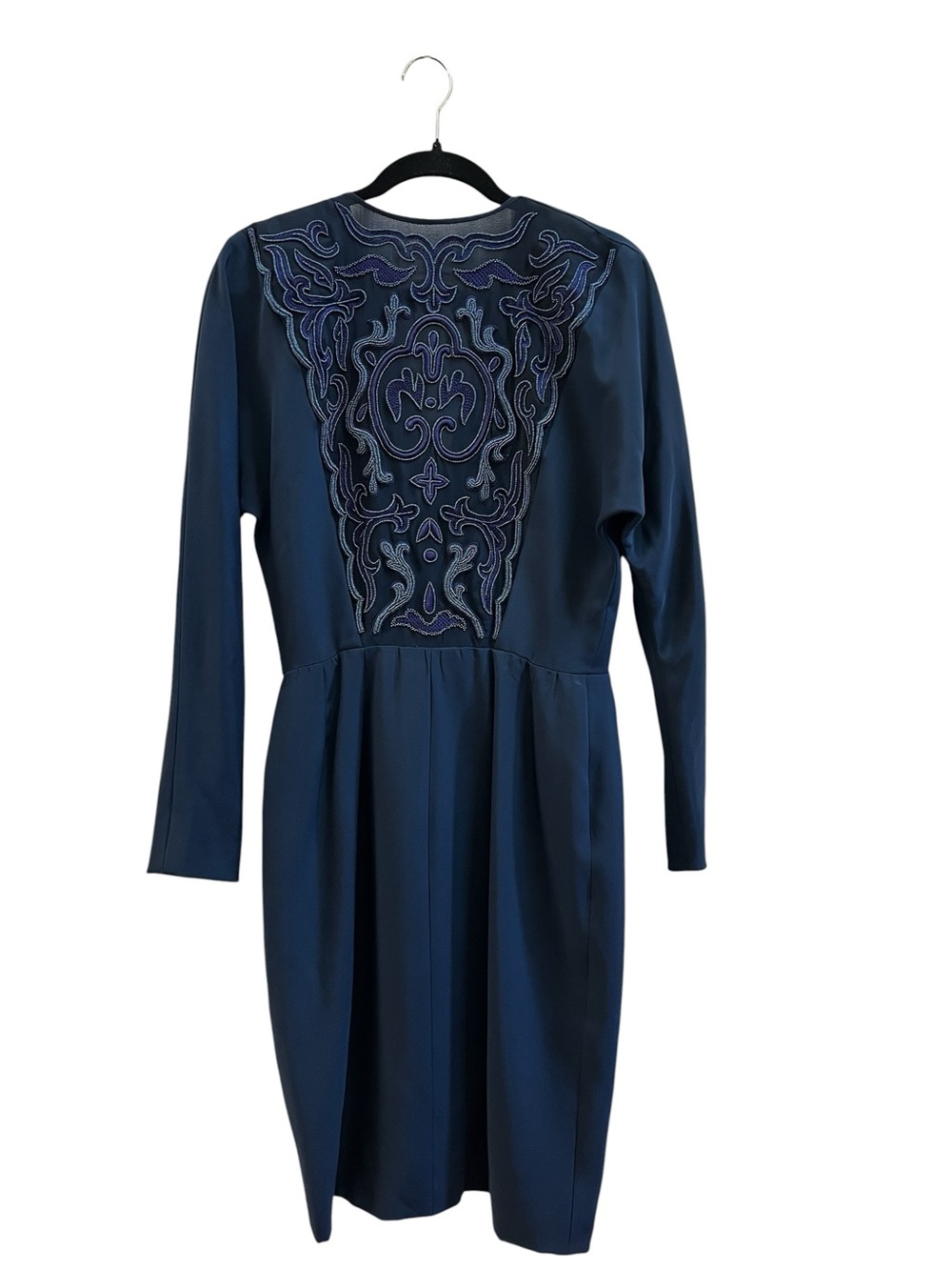 Vintage Fe Zandi Haute Couture Beaded Soutache Faux Wrap Cocktail Dress